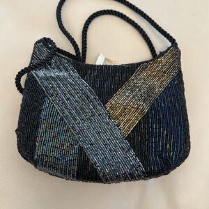 Elka Beaded Rope Strap Beaded Evening Shoulder Bag